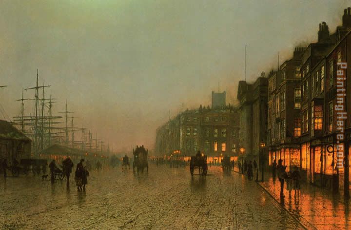 Liverpool from Wapping painting - John Atkinson Grimshaw Liverpool from Wapping art painting